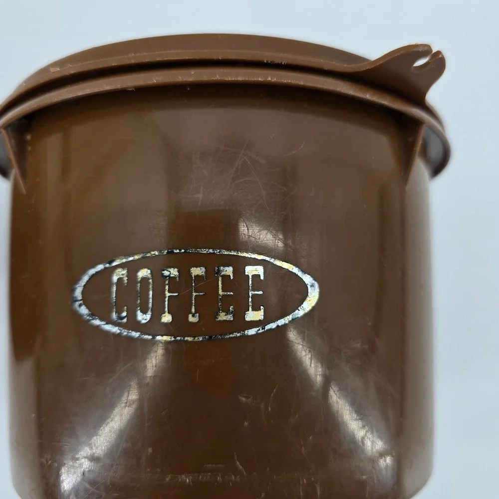 Tupperware Canister Set Vintage Tea Coffee Brown Small 2pc